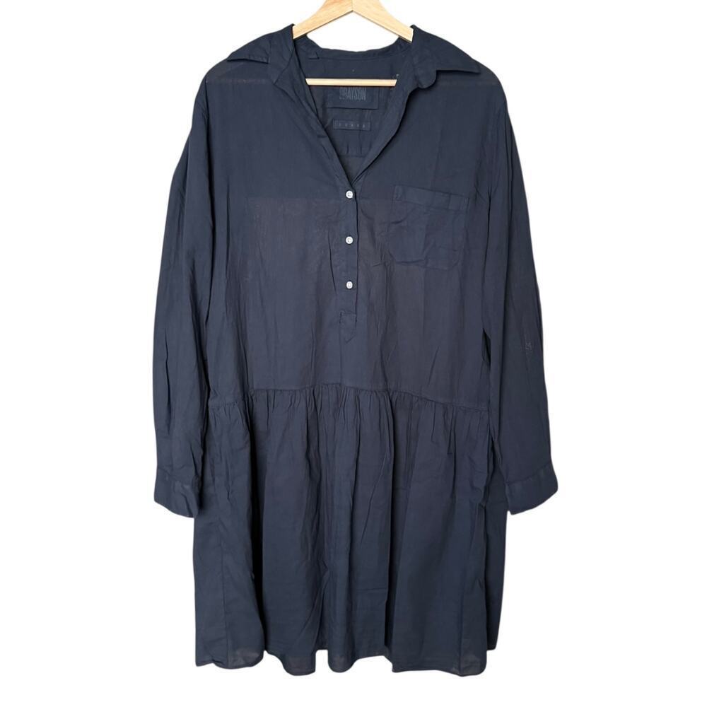 Grayson The Changemaker Cotton Oversized Relaxed Fit Dress in Navy Blue Size M - Picture 2 of 9
